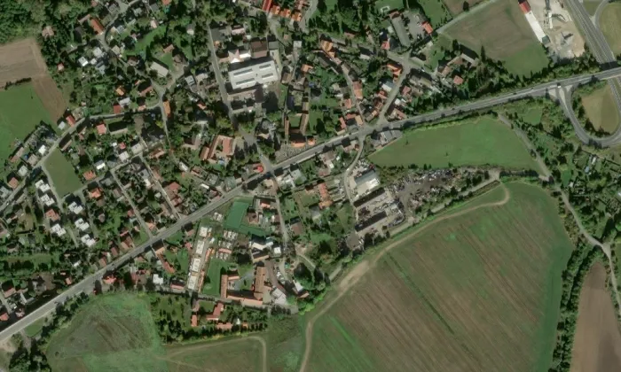 Kostel svatého Štěpána (Malín) – letecký pohled