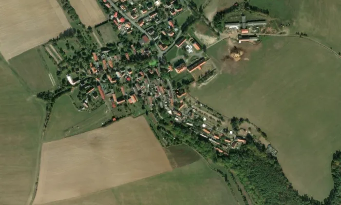 Kostel svatého Štěpána (Skřivaň) – letecký pohled