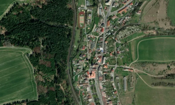 Kostel svatého Bartoloměje (Březová nad Svitavou) – letecký pohled