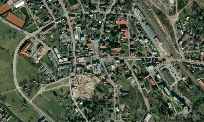 Kostel svatého Bartoloměje (Hrádek nad Nisou) – letecký pohled