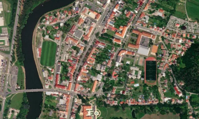 Kostel svatého Bartoloměje (Napajedla) – letecký pohled