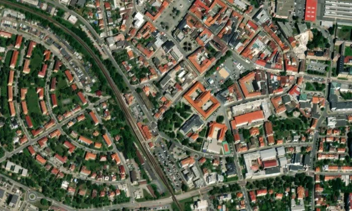 kostel svatého Františka Xaverského v Uherském Hradišti – letecký pohled