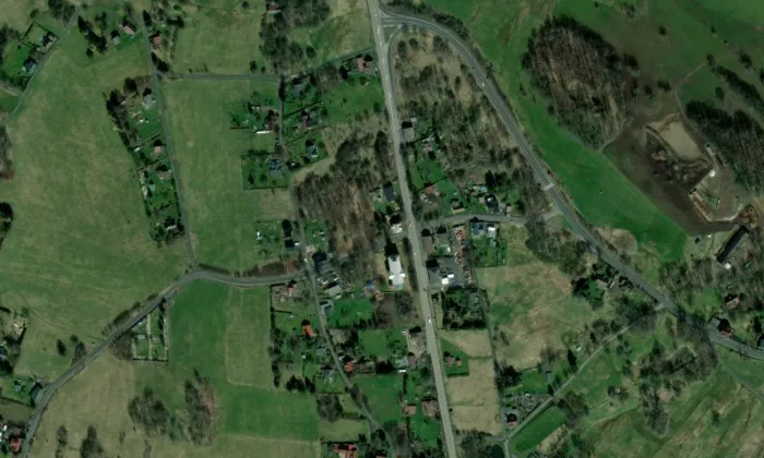 Kostel svatého Františka z Assisi ve Studánce – letecký pohled