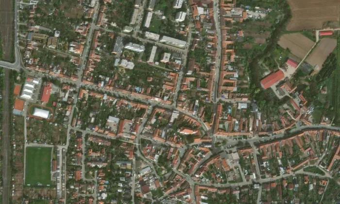 kostel svatého Gotharda (Modřice) – letecký pohled