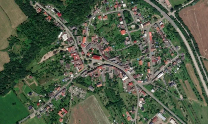 kostel svatého Havla (Dolní Újezd) – letecký pohled