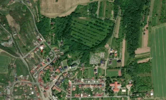 kostel svatého Havla (Osvětimany) – letecký pohled