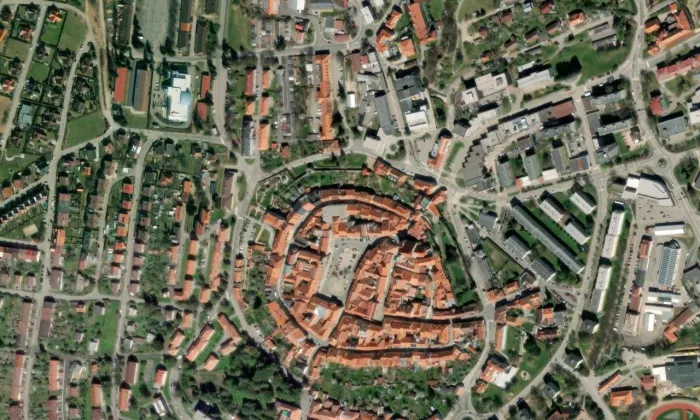Kostel svatého Jakuba (Prachatice I) – letecký pohled