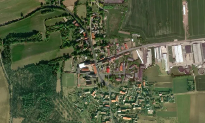 Kostel svatého Jiří (Malešov) – letecký pohled