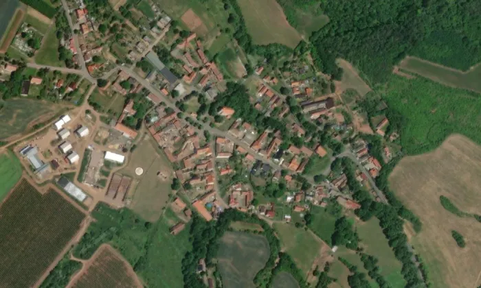 Kostel svatého Jiří (Soběchleby) – letecký pohled