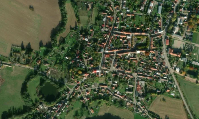 Kostel svatého Jiljí (Železnice) – letecký pohled