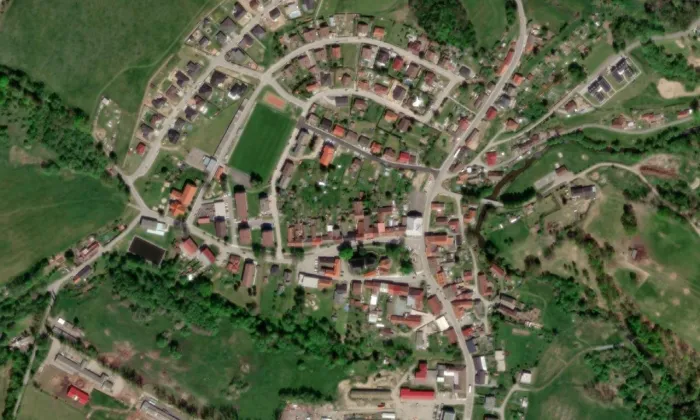 Kostel svatého Jiljí (Dolní Dvořiště) – letecký pohled