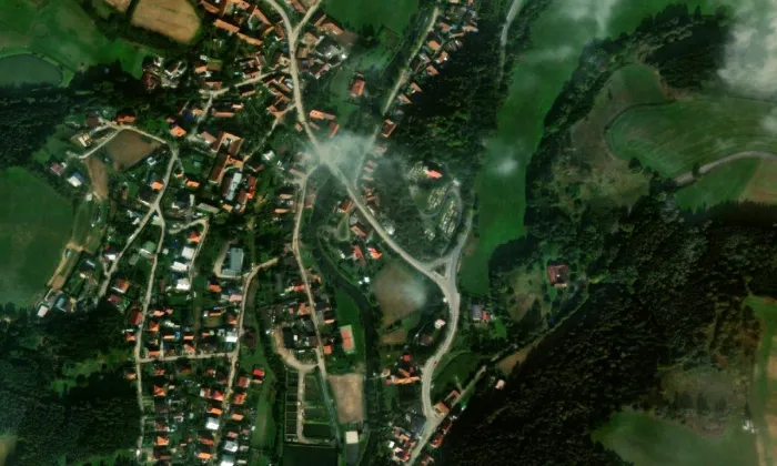 Kostel svatého Marka (Mostiště) – letecký pohled