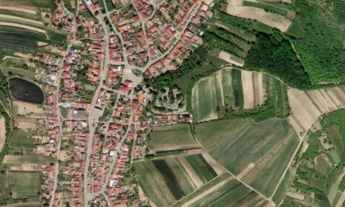 kostel svatého Martina (Dambořice) – letecký pohled