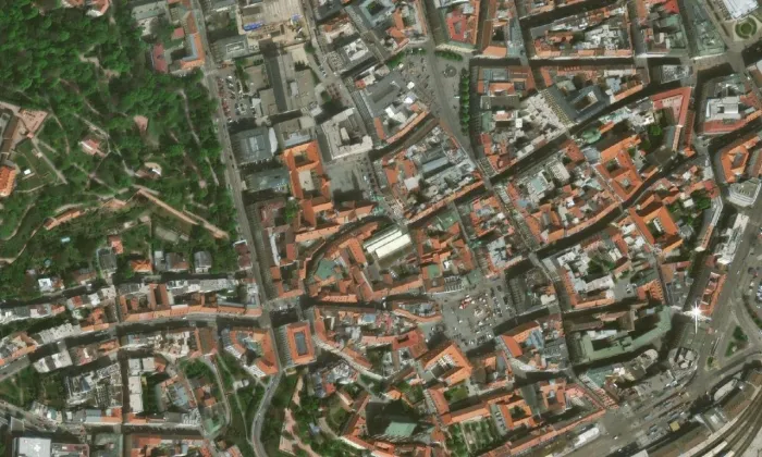 kostel svatého Michaela archanděla (Brno-město) – letecký pohled