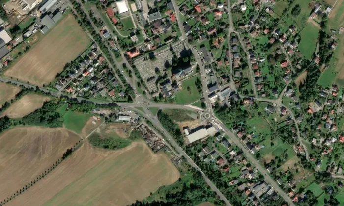 Kostel svatého Mikuláše (Ludgeřovice) – letecký pohled
