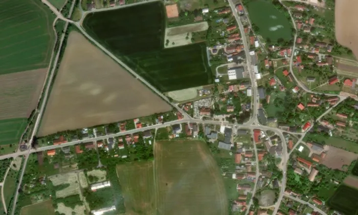kostel svatého Mikuláše v Bohuslavicích – letecký pohled