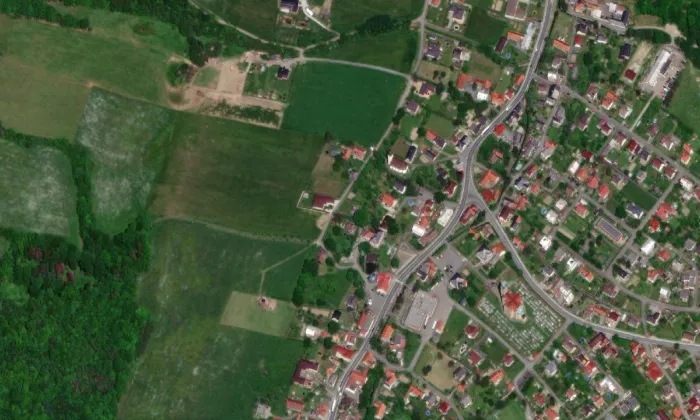 kostel svatého Ondřeje (Hodslavice) – letecký pohled