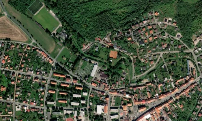 kostel svatého Rocha (Žebrák) – letecký pohled
