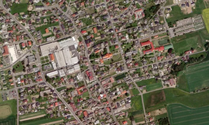 kostel svatého Stanislava (Bolatice) – letecký pohled