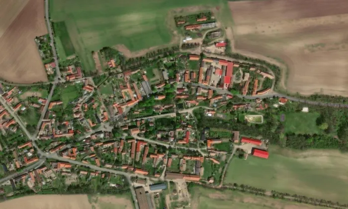 kostel svatého Václava (Černochov) – letecký pohled