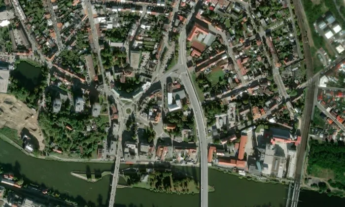 kostel svatého Víta v Kolíně – letecký pohled
