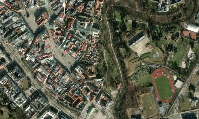 kostel Zvěstování Páně (Olomouc) – letecký pohled