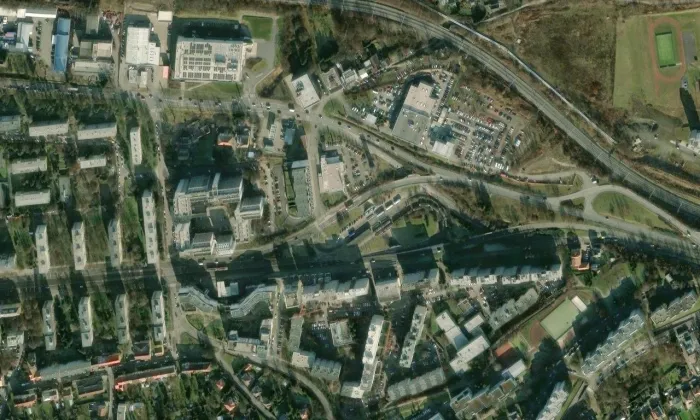 Krylovecká – letecký pohled