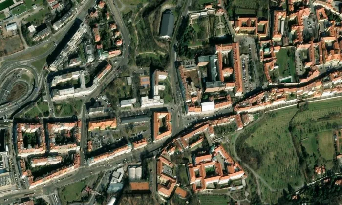 Kučerův palác – letecký pohled