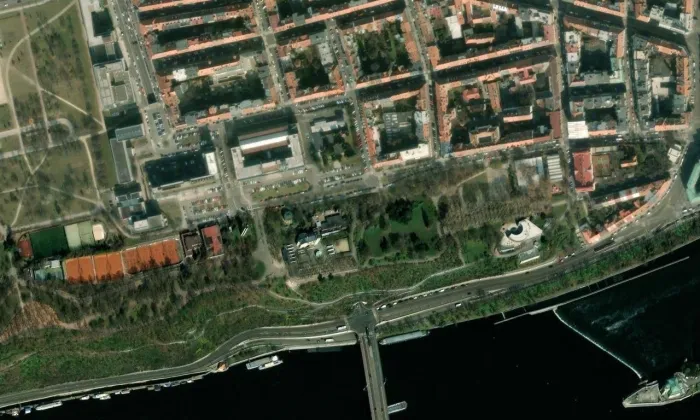 Letenský zámeček – letecký pohled