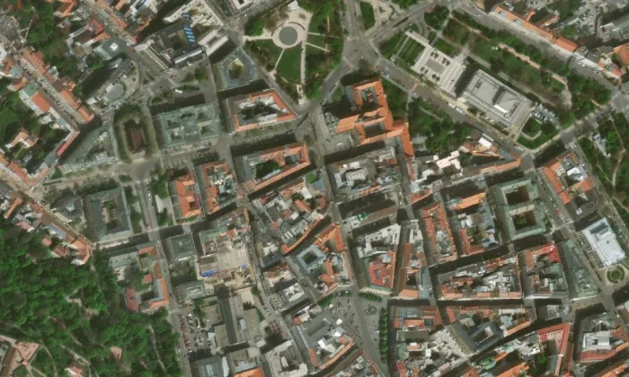 Místodržitelský palác – letecký pohled