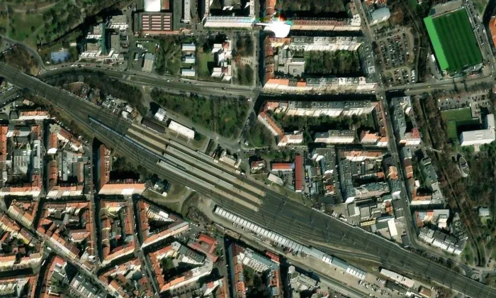 Park Jiřiny Haukové a Jindřicha Chalupeckého – letecký pohled