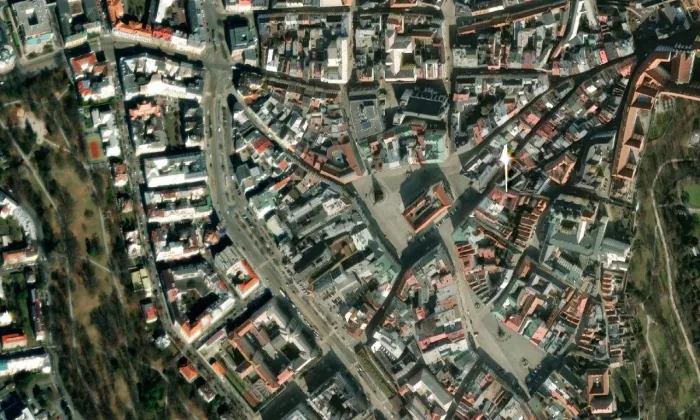 Petrášův palác – letecký pohled