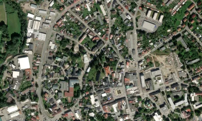 Roškotovo divadlo – letecký pohled