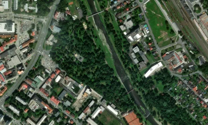 Sady Bedřicha Smetany – letecký pohled