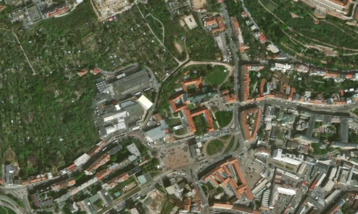 Starobrněnský klášter – letecký pohled