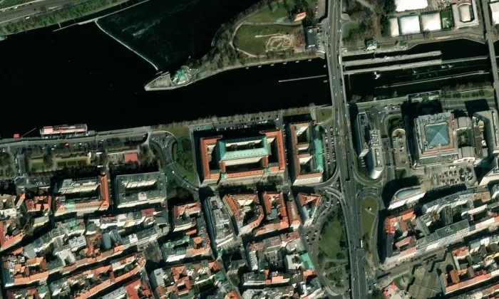 Těšnovský tunel – letecký pohled