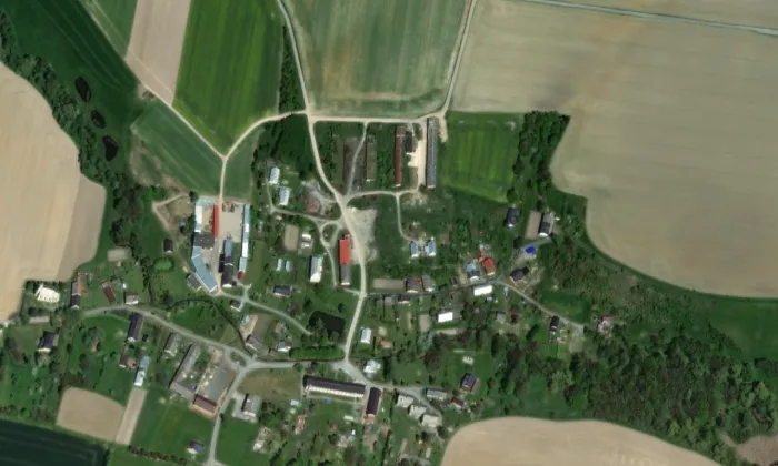Zámek Slezské Pavlovice – letecký pohled
