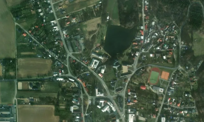 Zámek Tršice – letecký pohled