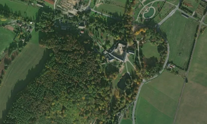Zámek Velké Losiny – letecký pohled