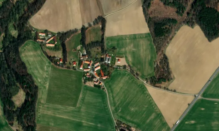 Zemědělská usedlost č. p. 3 v Krníně – letecký pohled