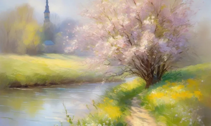 barokní kamenný mostek ve Zlivi – spring