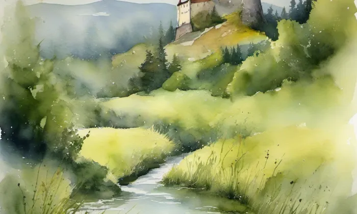 Bečov nad Teplou – akvarel