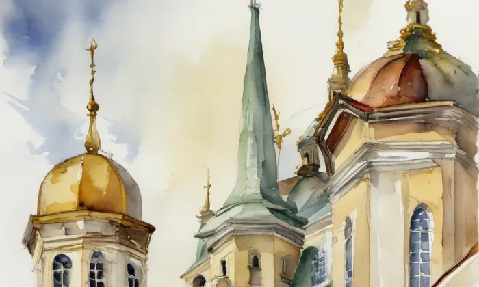 Biskupský dvůr – akvarel