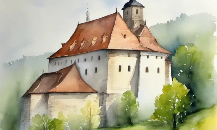 Biskupská mincovna – akvarel