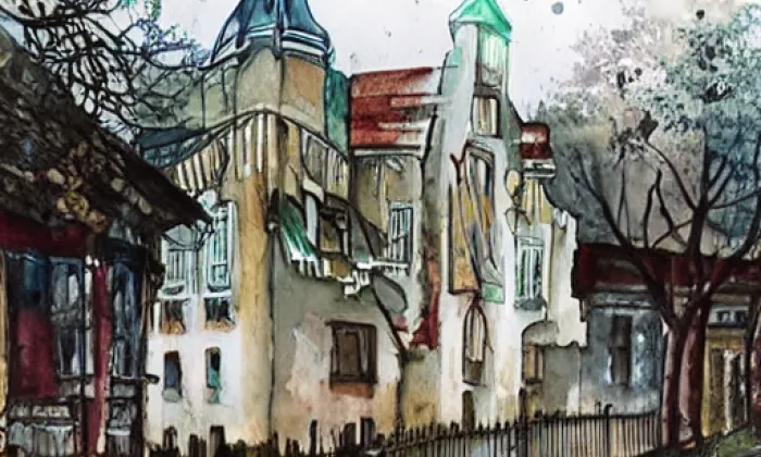 Breinlova vila – akvarel