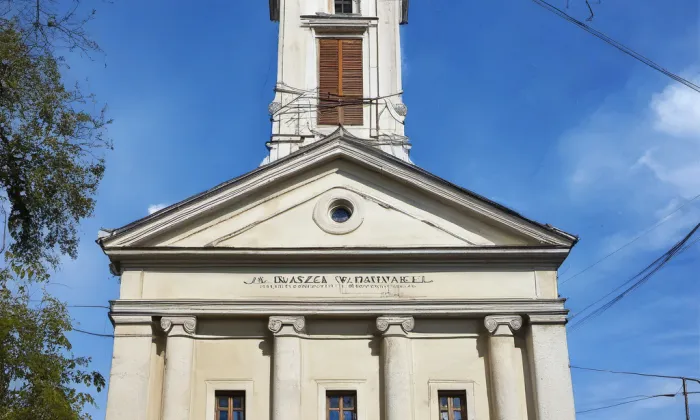 evangelický kostel v Krabčicích – akvarel