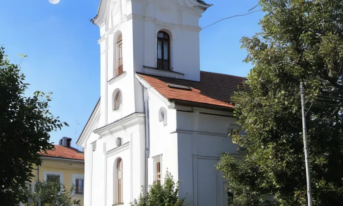 evangelický kostel v Libčicích nad Vltavou – noc