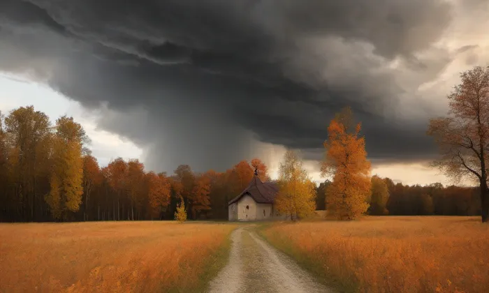 evangelický kostel v Libkovicích pod Řípem – autumn