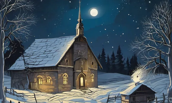 evangelický kostel v Lipové – noc