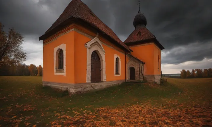 evangelický kostel v Mšeně – autumn